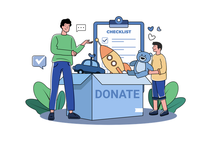 Children donate toys to charity  Illustration