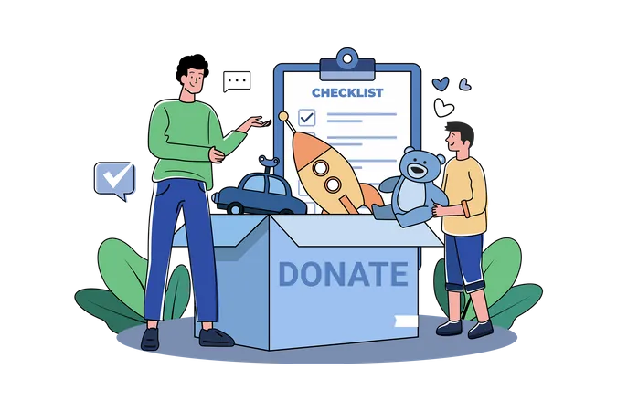 Children donate toys to charity  Illustration