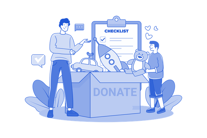 Children Donate Toys To Charity  Illustration