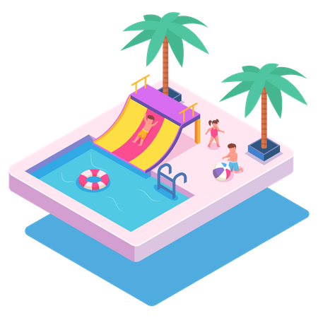 Children enjoying in swimming pool  Illustration