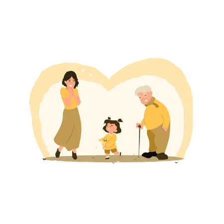 Children Giving Flowers To Mother  Illustration
