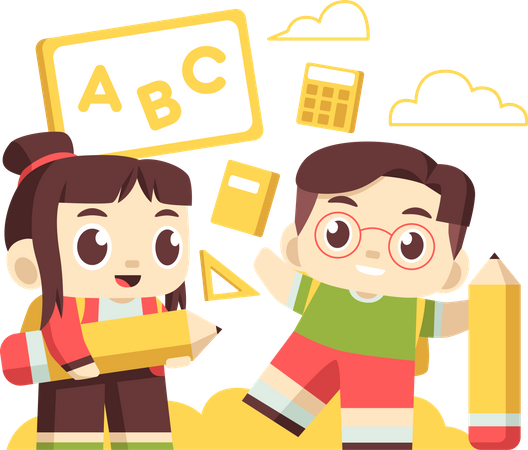 Children going back to school  Illustration