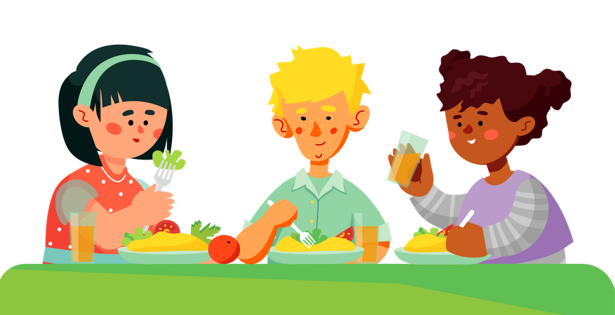 Children having lunch Illustration