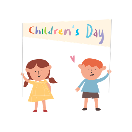 Children holding childrens day banner  Illustration