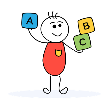 Children holding English alphabets cubes  Illustration