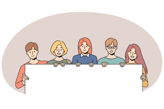 Children holding mockup banner  Illustration