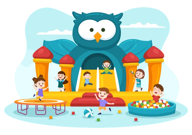 Children in amusement park Illustration