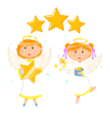 Children in angel costumes Illustration