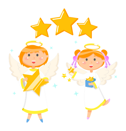 Children in angel costumes  Illustration