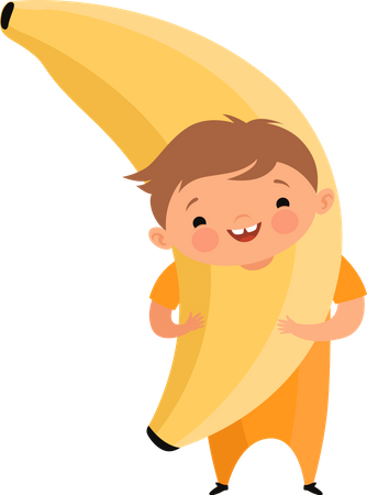 Children In banana Costumes Illustration