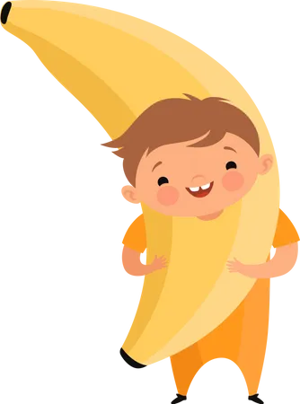 Children In banana Costumes Illustration