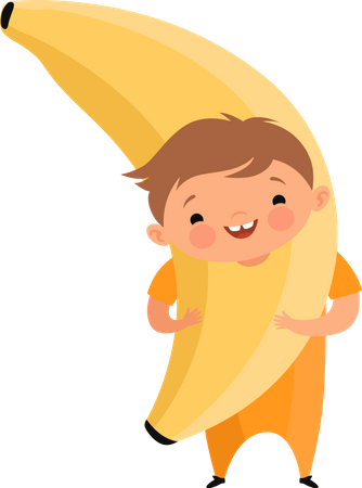 Children In banana Costumes  Illustration