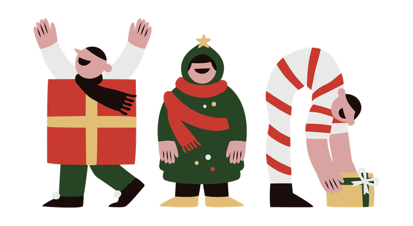 Children in Christmas Costumes  Illustration
