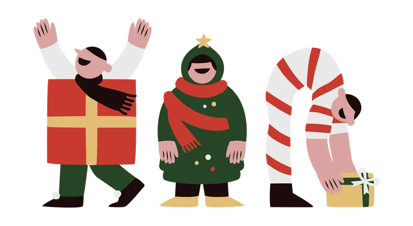 Children in Christmas Costumes  Illustration