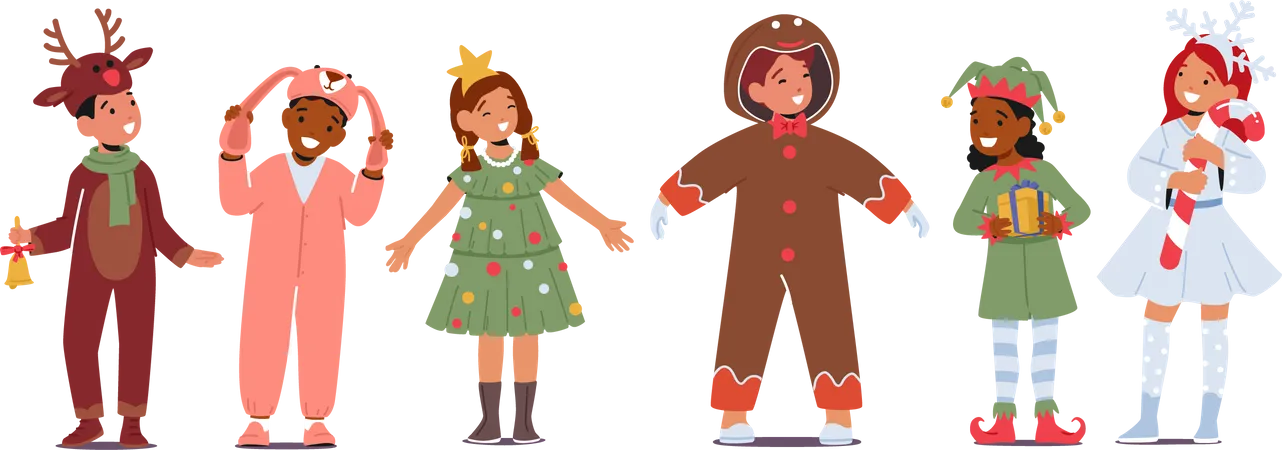 Children in Christmas Costumes  Illustration