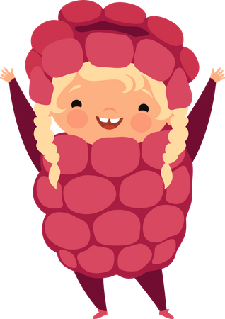 Children In Fruit Costumes  Illustration