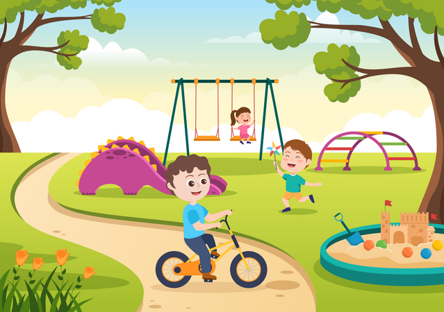 Children in Playground  Illustration