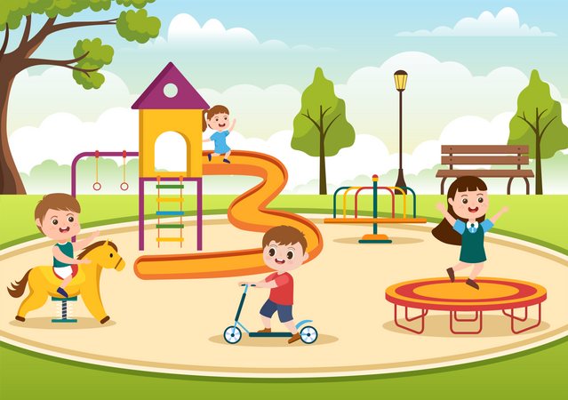 Children in Playground  Illustration