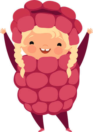 Children in raspberry fruit costumes Illustration