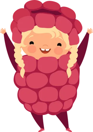 Children in raspberry fruit costumes Illustration