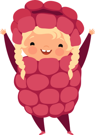 Children in raspberry fruit costumes  Illustration