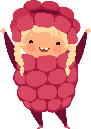 Children in raspberry fruit costumes  Illustration