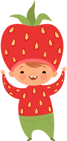 Children In Strawberry Costumes Illustration