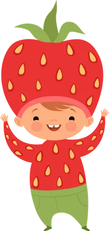 Children In Strawberry Costumes  Illustration