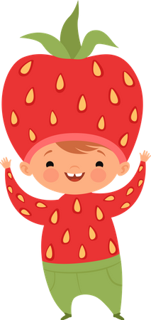 Children In Strawberry Costumes  Illustration