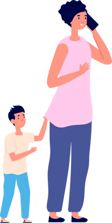 Children need mother father care Illustration