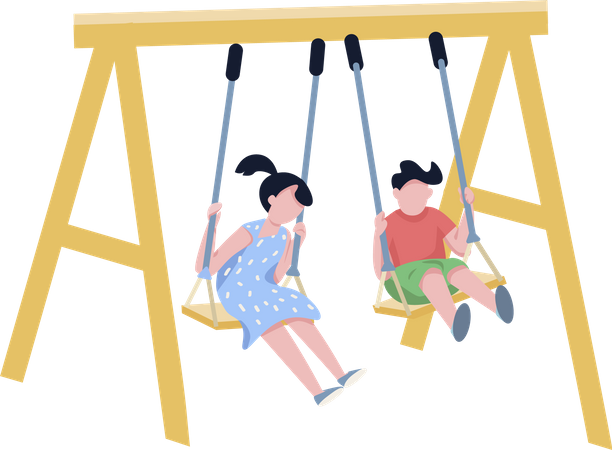 Children on chain swing  Illustration