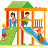 children on playground illustrations