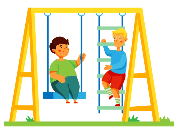 kids playing on playground clipart