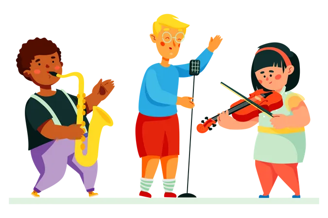 Children performing music Illustration