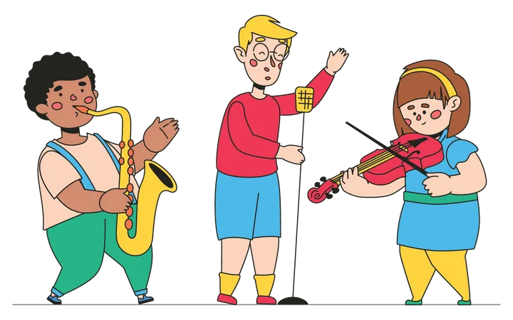 Children performing music Illustration
