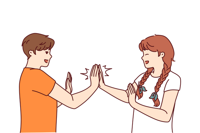 Children play hand-clapping and laughing  Illustration