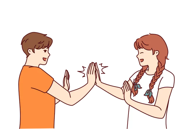 Children play hand-clapping and laughing  Illustration