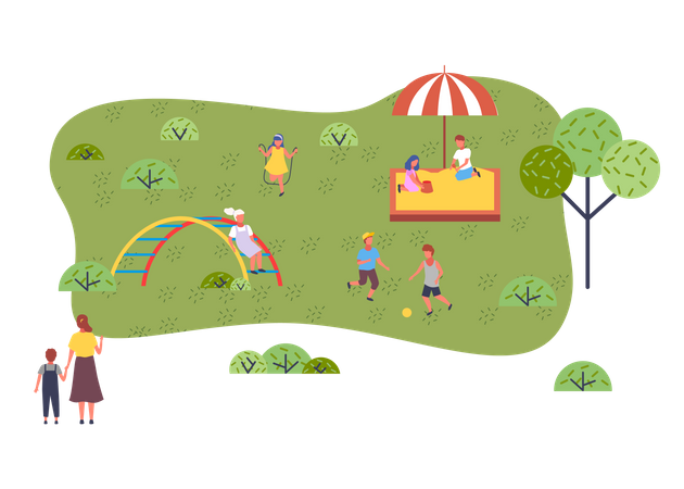 Children play in the playground  Illustration