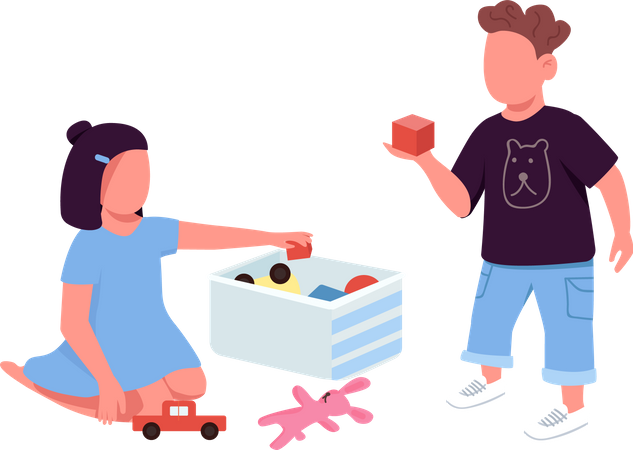 Children play with toys Illustration