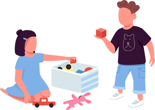 Children play with toys  Illustration