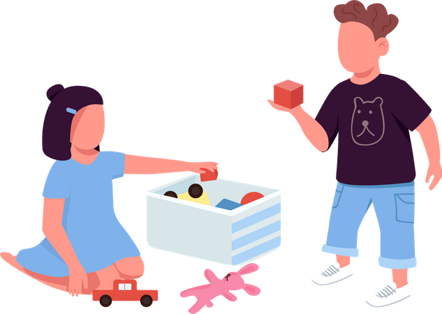 Children play with toys  Illustration