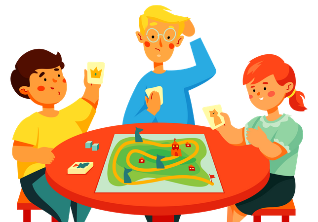 Children playing a board game  Illustration