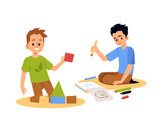 Children playing at home  Illustration