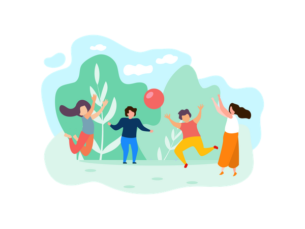 Children Playing Ball at park  Illustration