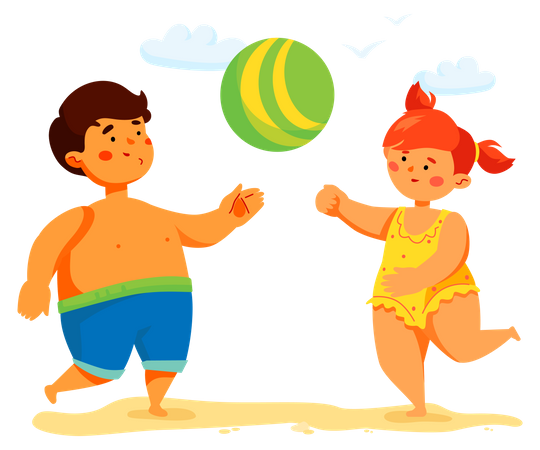 Children playing ball game  Illustration