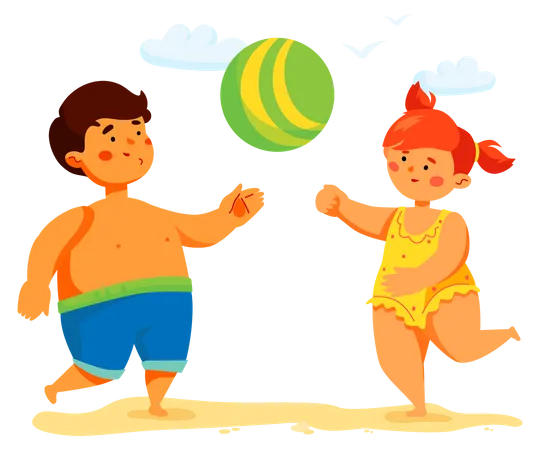 Children playing ball game  Illustration