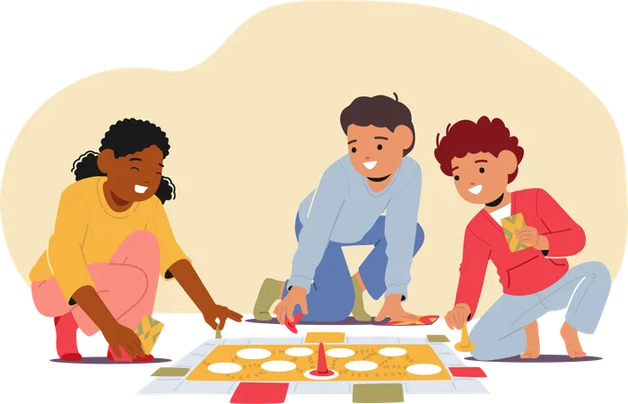 Children playing board games  Illustration