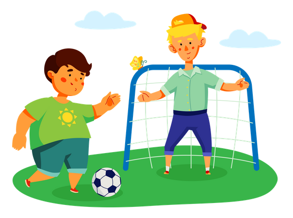 Children playing football Illustration