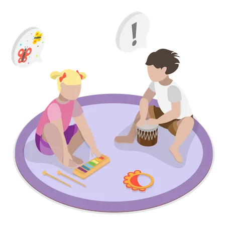 3 D Isometric Flat Vector Illustration Of Infants Cognitive Development Daycare Center Item 3 Illustration