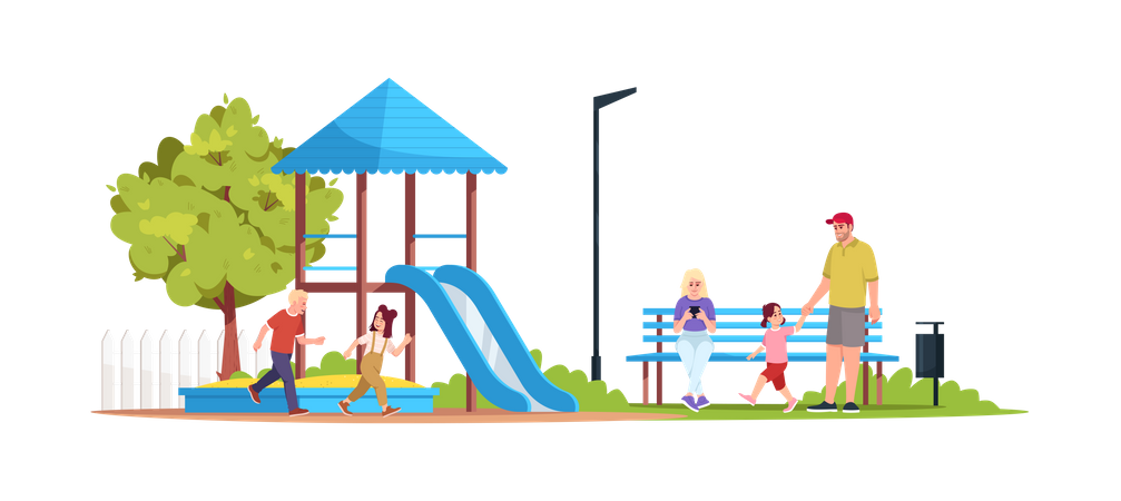 Children playing in playground Illustration
